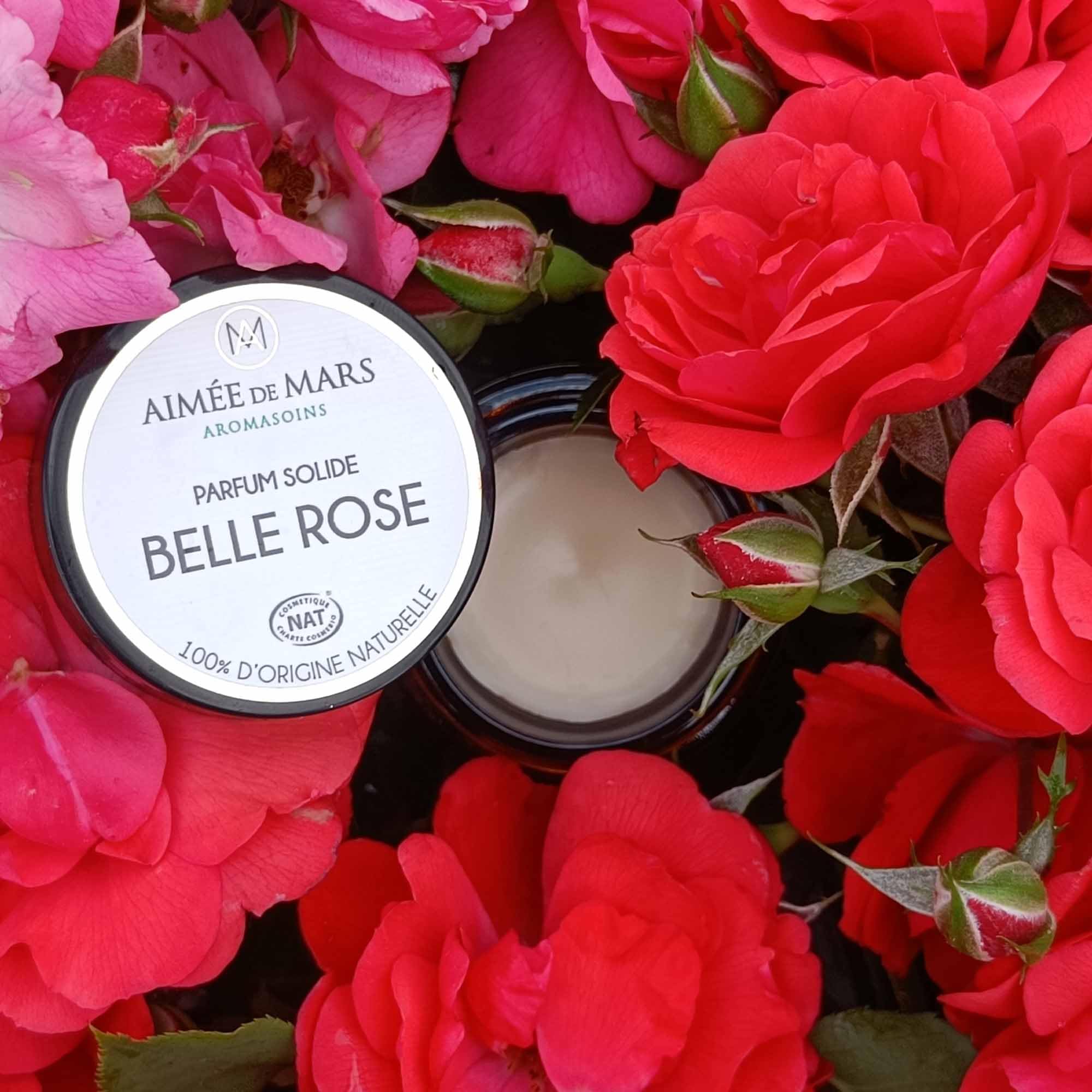 AMADA DE MARZO – Belle Rose – Perfume sólido natural para mujer, 15 g, 100% de origen natural, notas florales (rosa de Damasco), bienestar emocional, formato nómada, fabricado en Francia