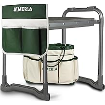 Asiento abatible de jard&iacute;n plegable Aimerla Taburete de jardiner&iacute;a resistente [almohadilla abatible gruesa ensanchada mejorada] con bolsas de herramientas grandes con bolsillos - Regalos de jardiner&iacute;a port&aacute;tiles para padres