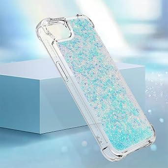 Glitter Phone Case Compatible with iPhone 16E, Soft Silicone Protective Case Transparent Bumper Cover Yellowing-Resistant Phone Case Bling Floating Quicksand Shell Shockproof Compatible with iPhone SE