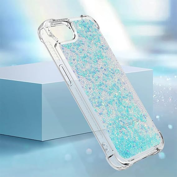 Glitter Phone Case Compatible with iPhone 16E, Soft Silicone Protective Case Transparent Bumper Cover Yellowing-Resistant Phone Case Bling Floating Quicksand Shell Shockproof Compatible with iPhone SE