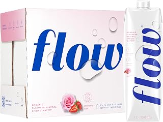 Flow Mineral Spring Water - Strawberry and Rose Flavored Naturally Alkaline Water With Electrolytes And Essential Minerals - Eco-Friendly Pack, BPA-Free, Non-GMO, 12 Pack of 33.8 fl oz Bottles
