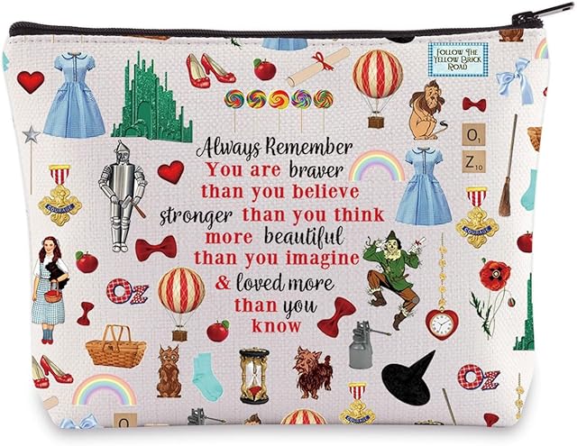 LEVLO Wizard Dorothy Cosmetic Make up Bag You are Braver Stronger Smarter Than You Think Gift Dorothy Ruby Red Slippers Makeup Zipper Pouch Bag for Women Girls, Always Dorothy
