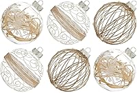 Vista 16 de XmasExp - Juego de adornos de bola de Navidad, 2.76 pulgadas, grandes, inastillables, transparentes, con brillantina, decoración de árbol de Beige