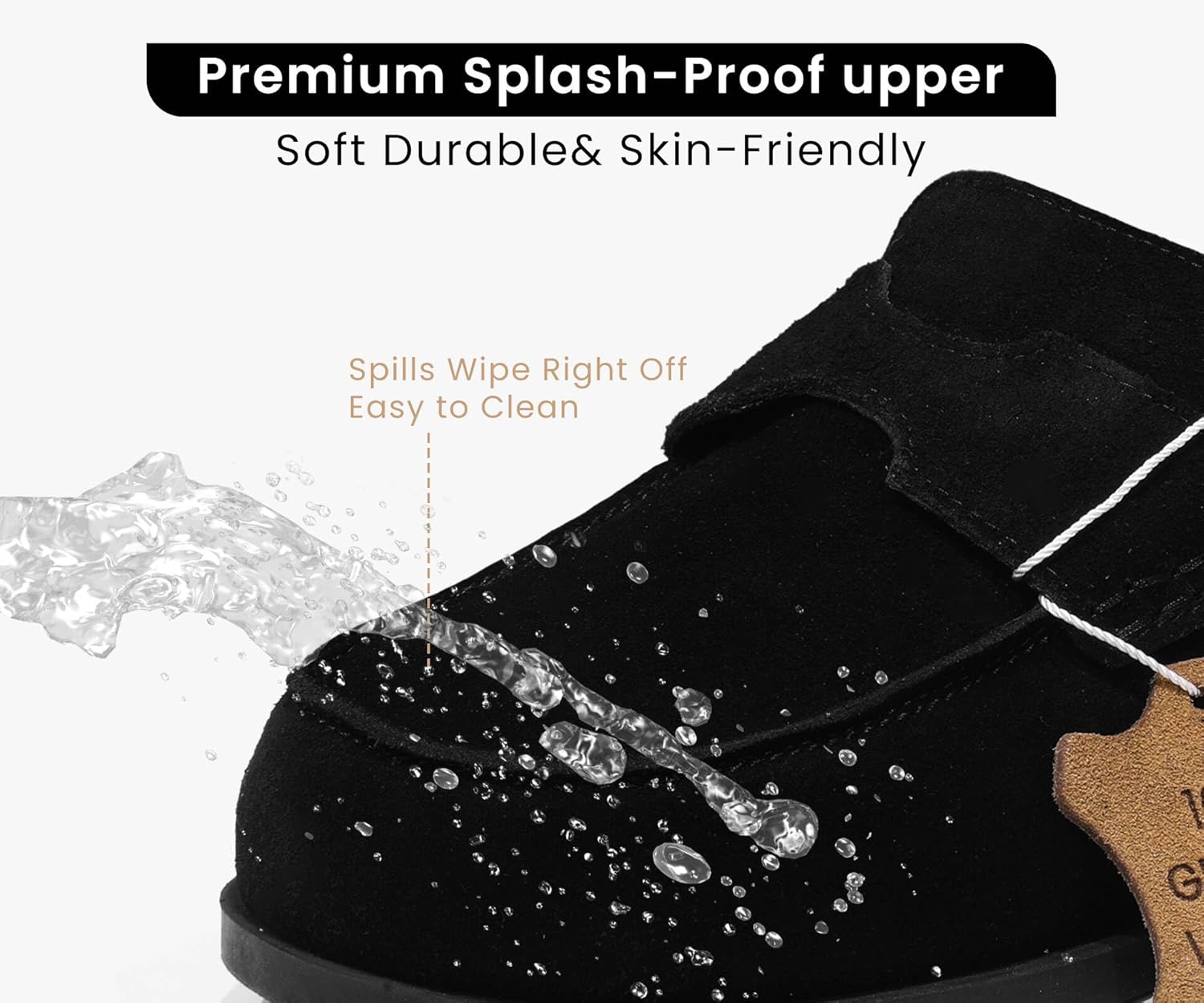 100% Genuine Leather Women's Suede Clogs Slip On Mules with Memory Foam Arch Support & Non-Slip Sole Platform Shoes - Image 3