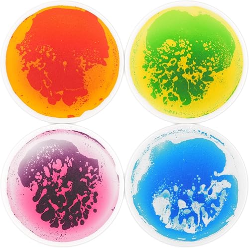 Miniatura 2 de Art3d 4 azulejos redondos sensoriales para niños, niños pequeños y niños, tapete de actividad sensorial líquida colorida para juego activo y