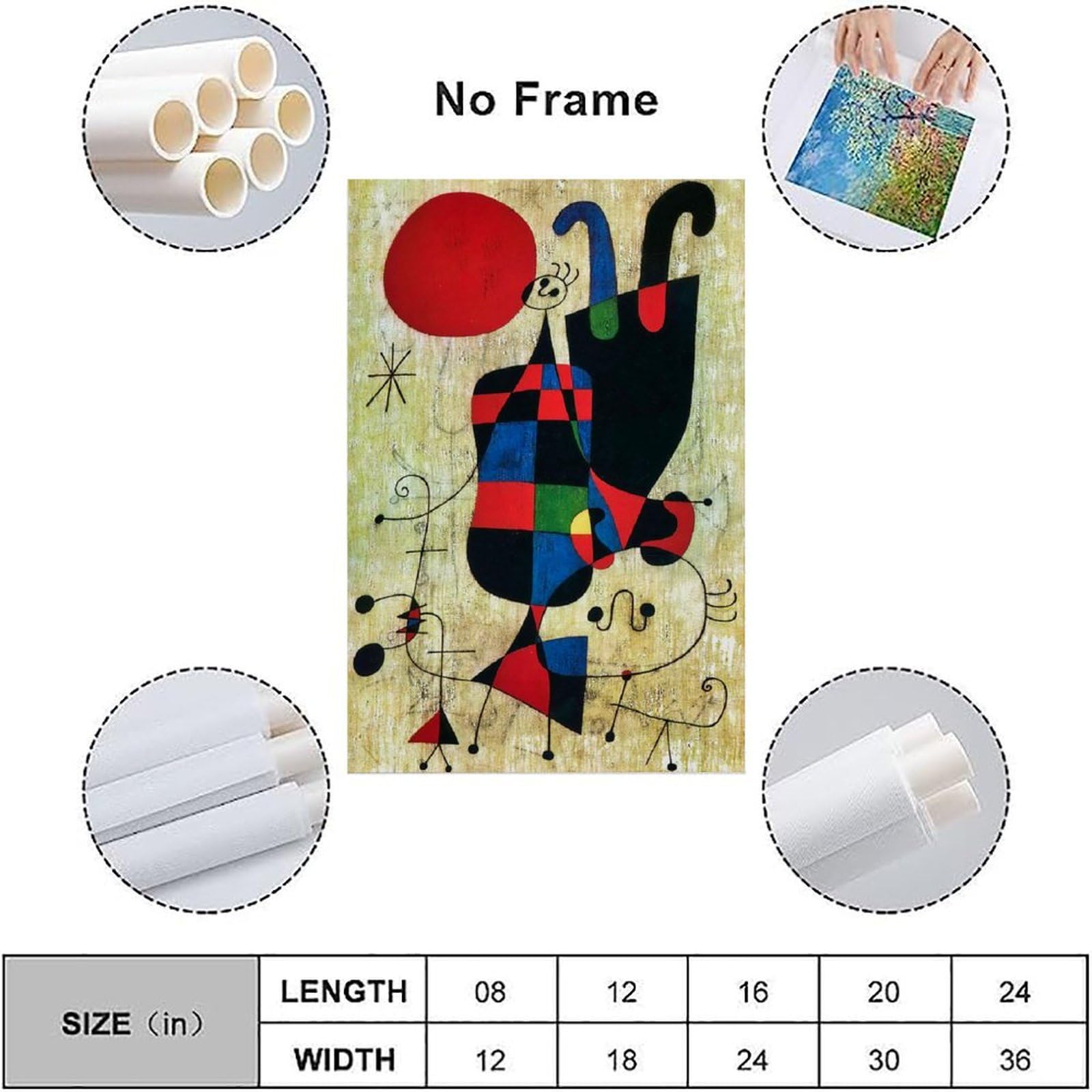 Amazon.com: ZHAOZIQQ Joan Miro Poster Figures And Dog In Front Of