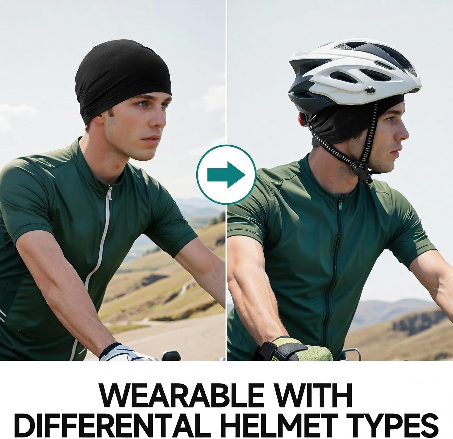 QINGLONGLIN 3Pcs Cooling Skull Cap for Men Women-Lightweight Breathable Beanie Hat, Thin Quick Dry Running Cap for Cycling