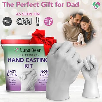 Luna Bean Hand Casting Kit The Original Hand Mold Kit for Couples Fathers Day Gift for Dad - Anniversary Engagement Birthday Gifts for Women Men Mom Wife Boyfriend Girlfriend Wedding Bridal Shower