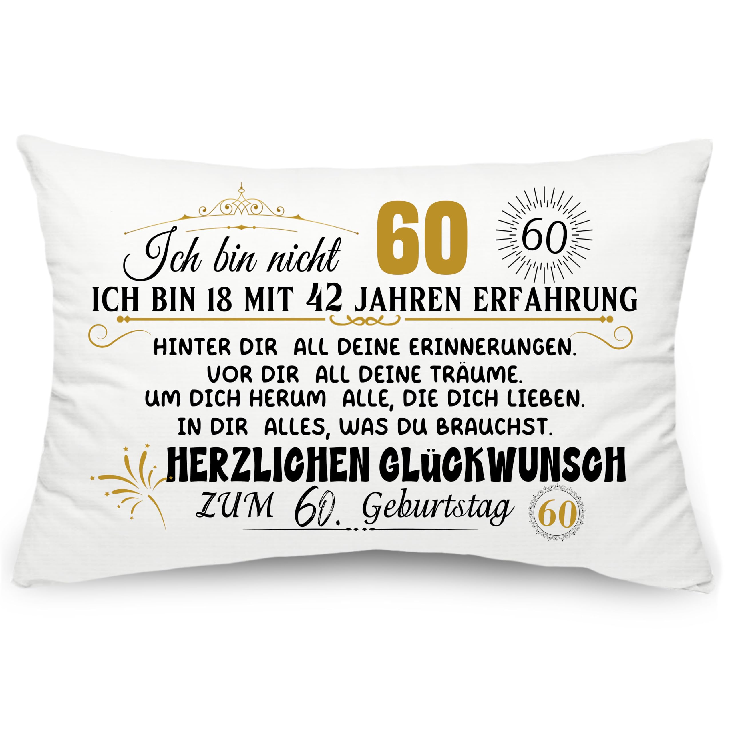 Yufansd Geschenk zum 60. Geburtstag Frauen 60 Geburtstag Mann Bettkissenbezug 1 Stück Kissenbezüge Deko Für Kissen Geschenke für 60 Jahre alt Familie und Freund Andenken Kissenhülle (60th-50x75cm)
