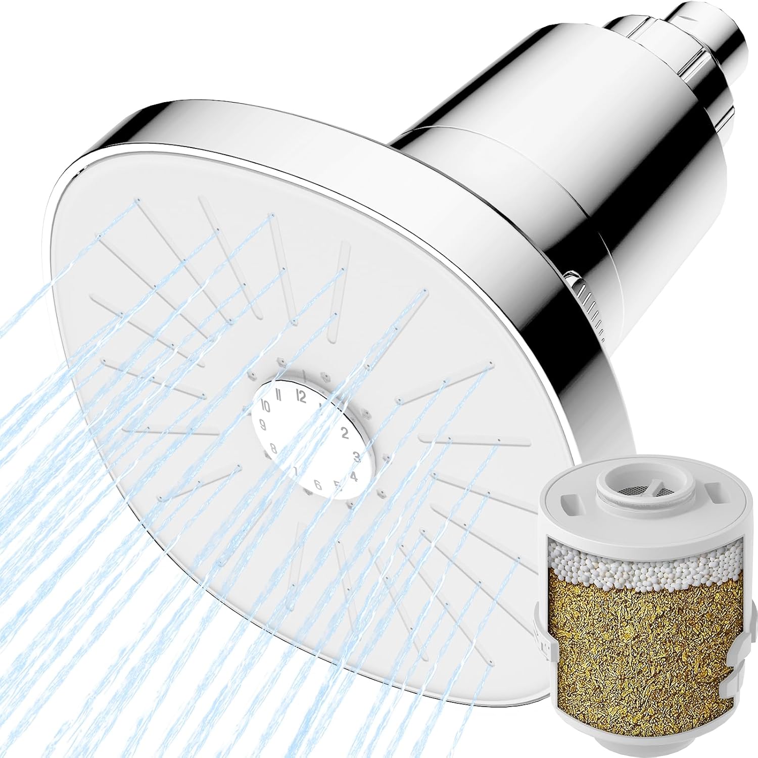 Ryamen Filtered Shower head, Rain Shower Head with Filter, High Pressure Shower Filter Head for Hard Water, 99% REMOVAL for Chlorine, Heavy Metals, Improves Skin & Hair (S6) (Brushed Nickel)