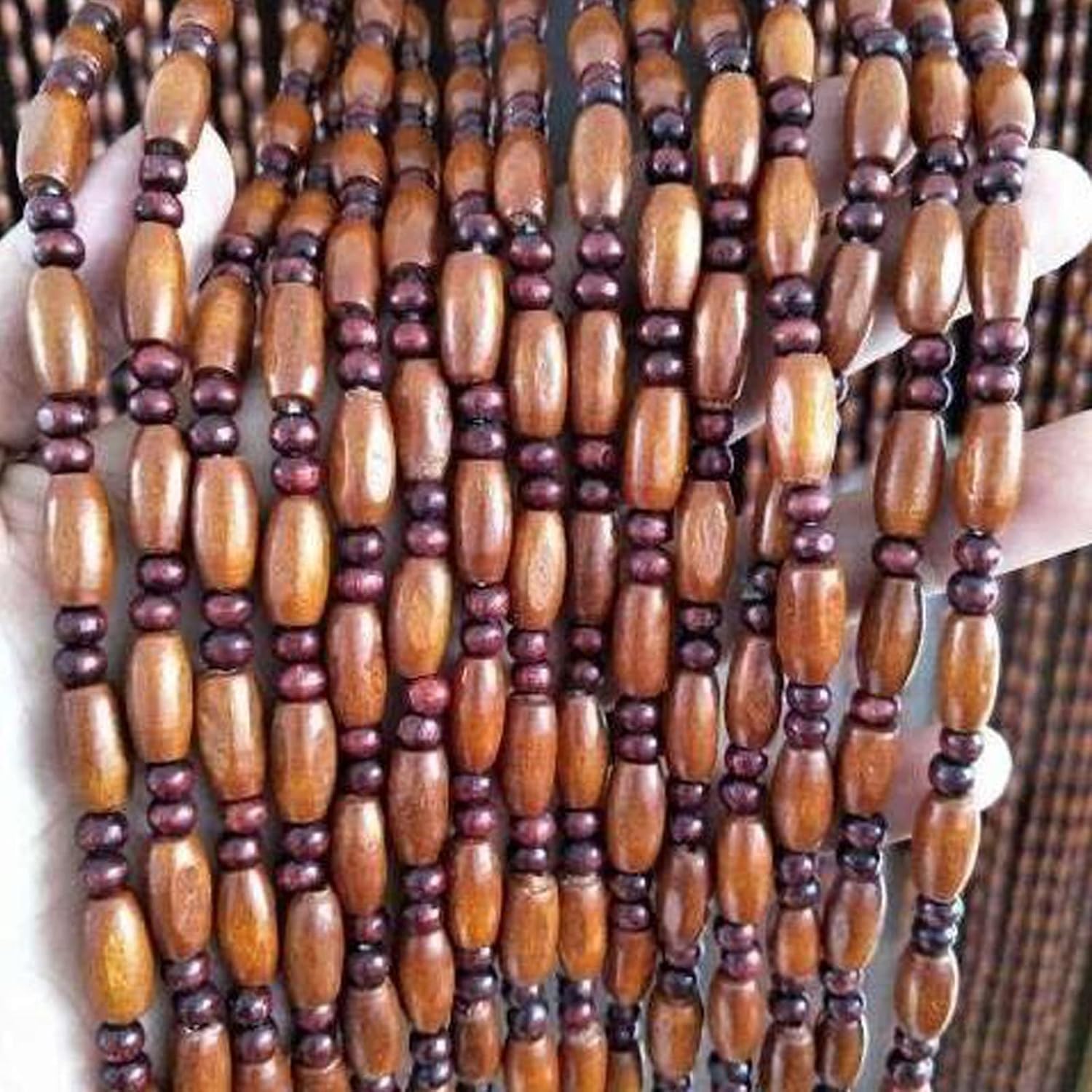 Rideau de perles en bois pour cloison de séparation du salon style vintage
