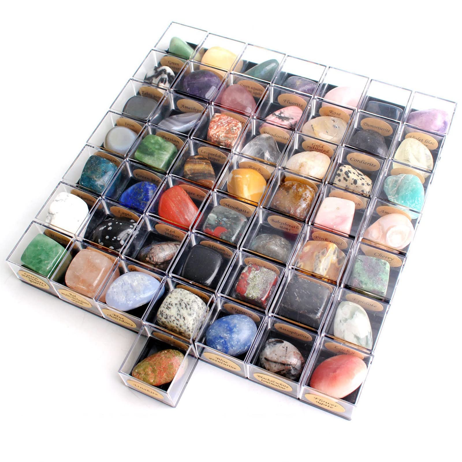 LQYXGS Crystal Stone Home Decor 50Pcs Natural Raw Crystal Set Rough Gems Original Stone Gravel Mineral Specimen W/Gift Box(Palm)
