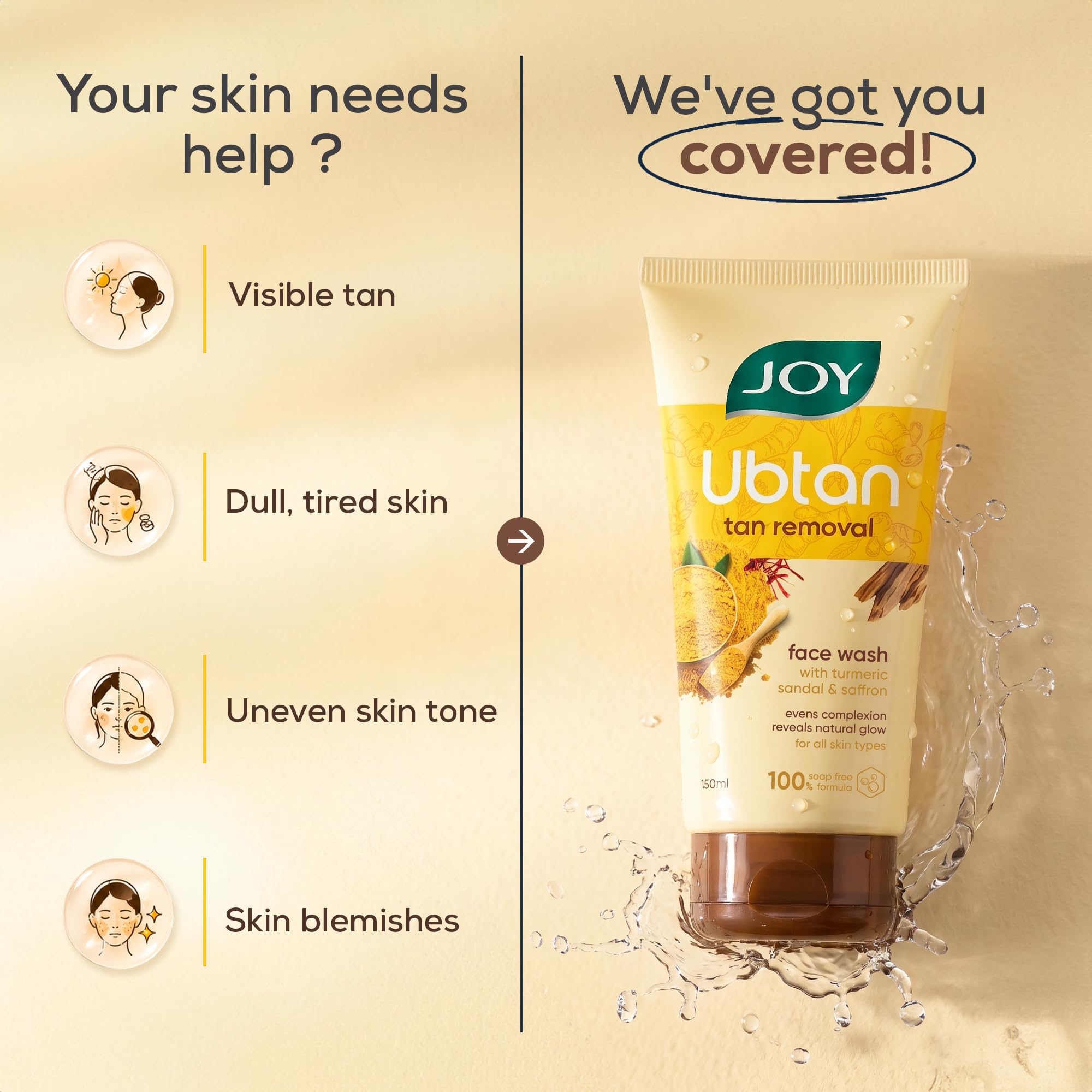 Joy Ubtan Face Wash - Tan Removal & Glow -5
