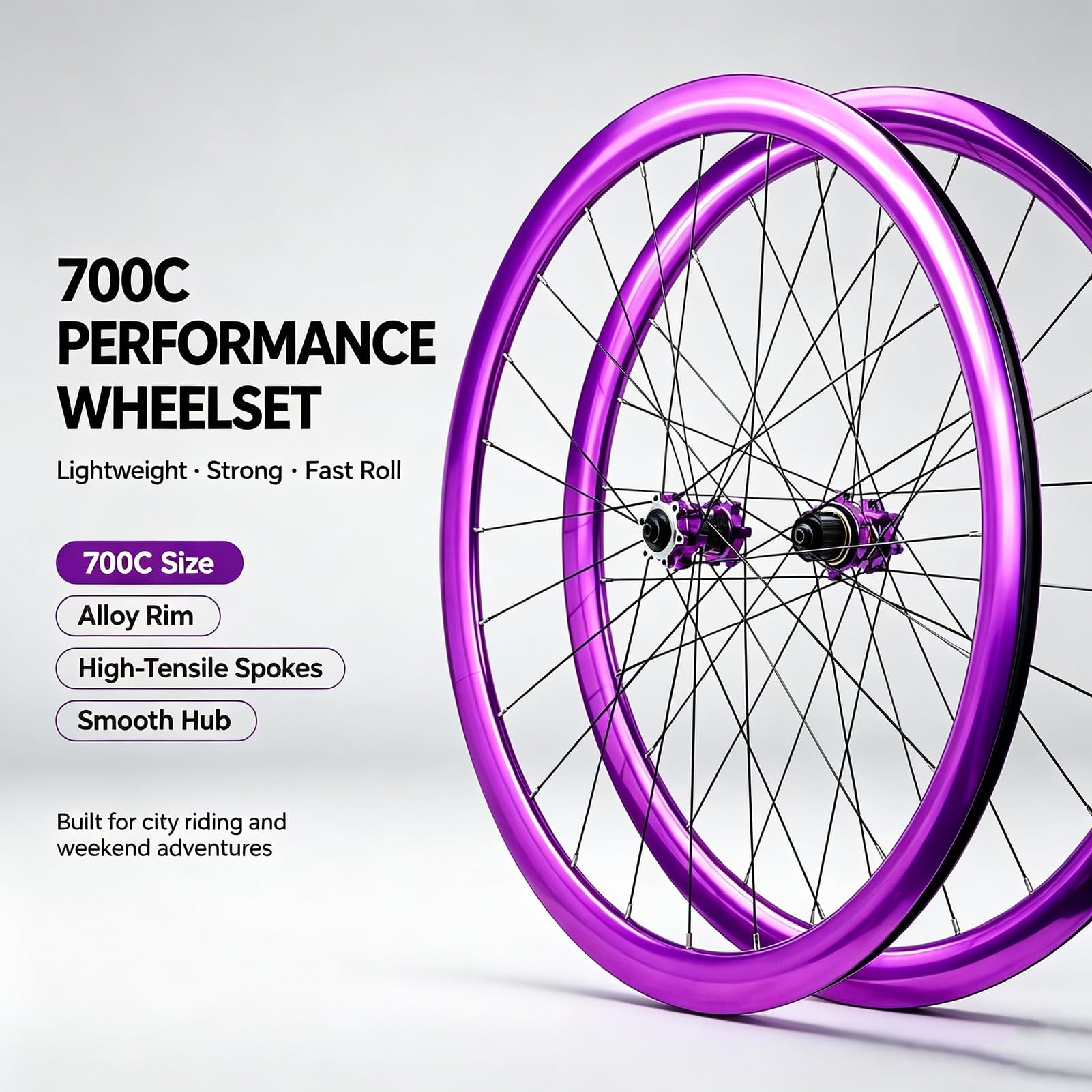 AuroraXQ Zestaw Kół Roweru Szosowego 700C Fioletowy Hamulec Tarczowy Piasta HG Stop Aluminiumu | Zestaw Kół Roweru Szosowego 29 Cal Obręcz Dwustronna dla Opona 700C * 23C-45C & 29"*1,25"-2,1"(Fioletowy,700C)