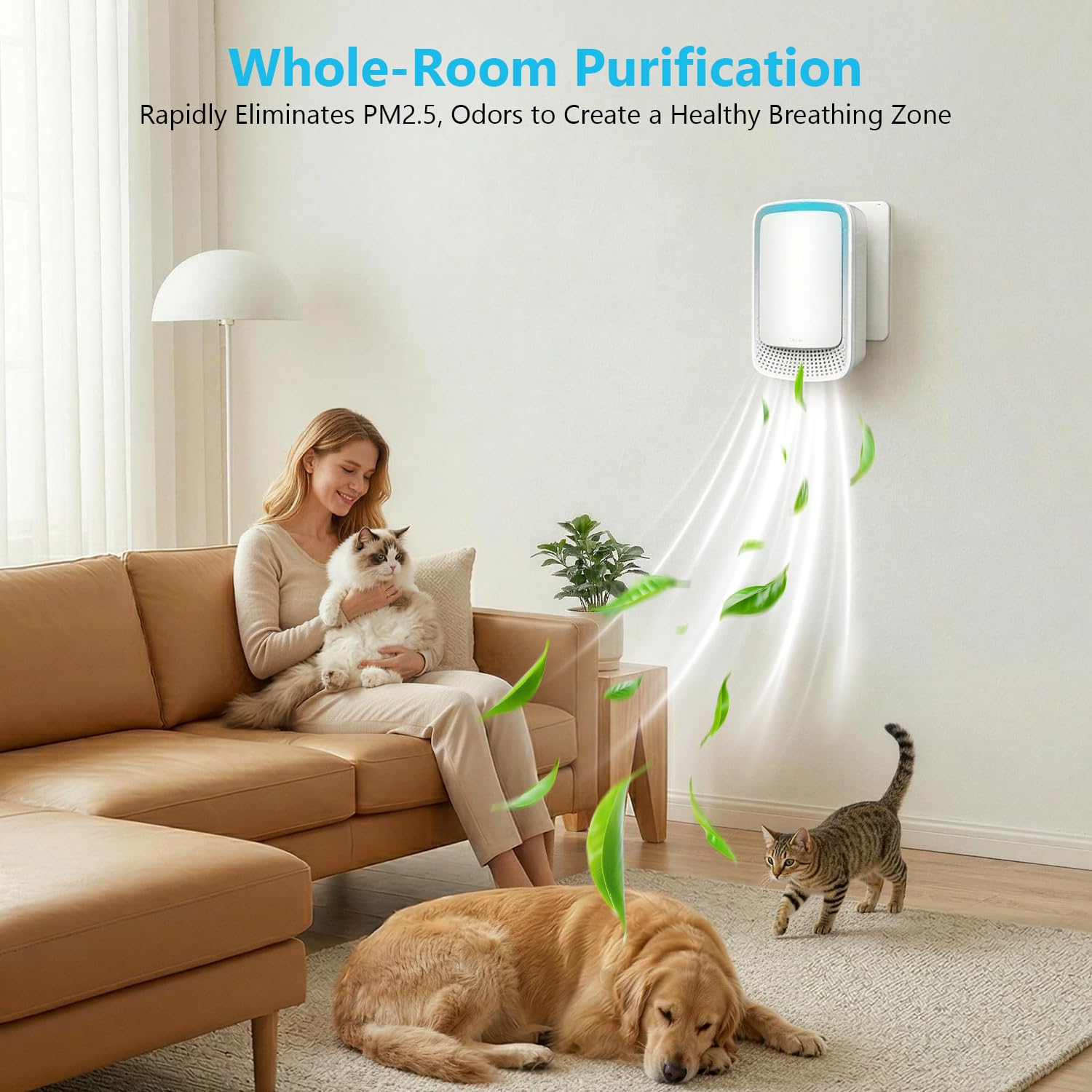 Jostart Ionisateur Purificateur d'air chambre à coucher, Lot de 3 Purificateurs D'air à ions Négatifs à Brancher pour Appartements Salles Fumeurs Toilettes pour Animaux Domestiques Bureaux