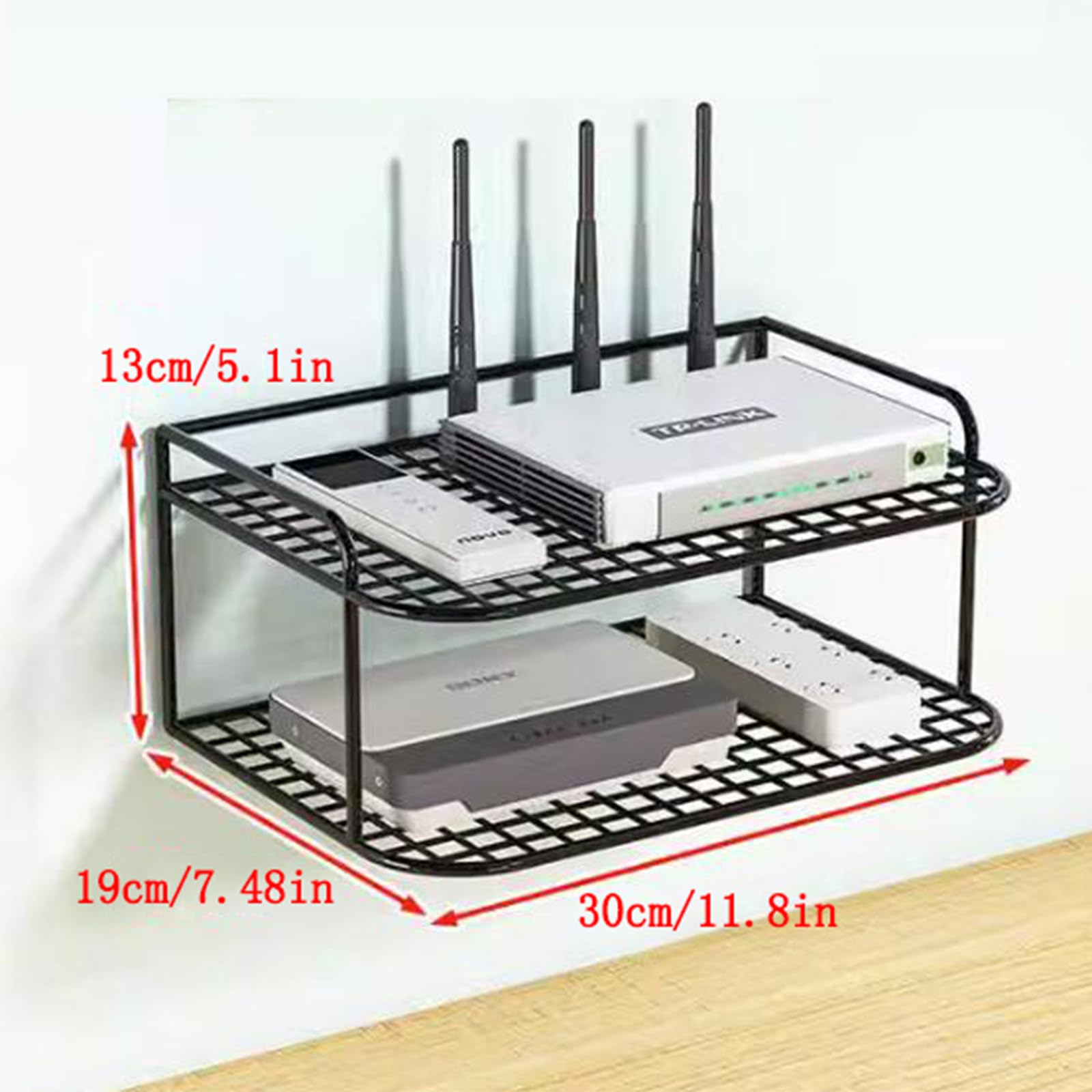Pudełko do przechowywania routera, pudełko do przechowywania WiFi, bez dziurkacza, ukryte pudełko, wielofunkcyjny organizer na kable modemu, zarządzanie kablami, ukryta półka, rozmiar: 30 cm