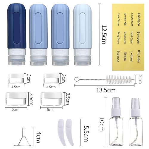 Miniatura 7 de Paquete de 16 botellas de viaje para artículos de tocador, recipientes de viaje a prueba de fugas para artículos de tocador, accesorios de viaje de