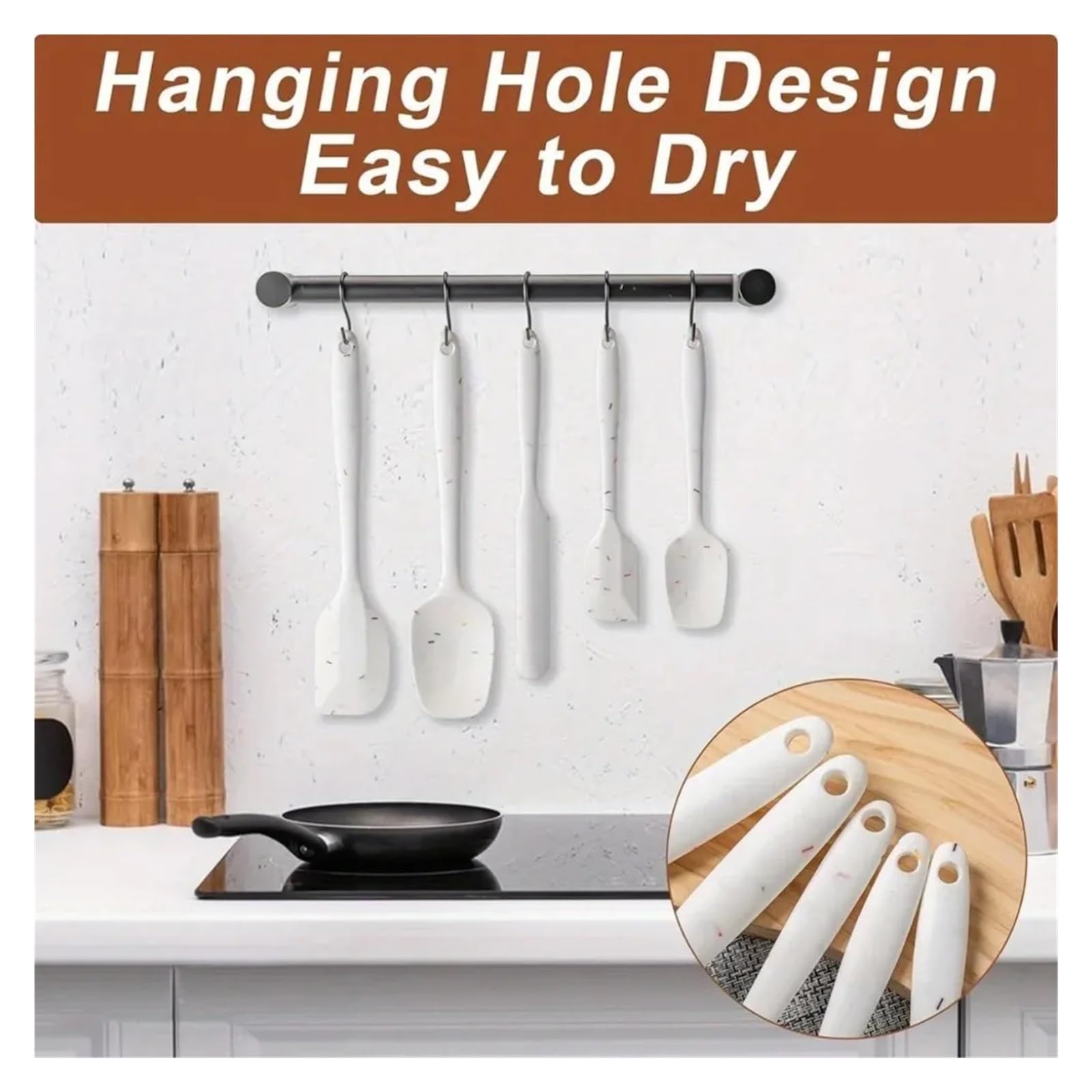 Juego de espátula silicona 6 uds., antiadherente resistente al calor calidad alimentaria for hornear, cocinar, mezclar, raspar, utensilios cocina antiarañazos Para Cocina