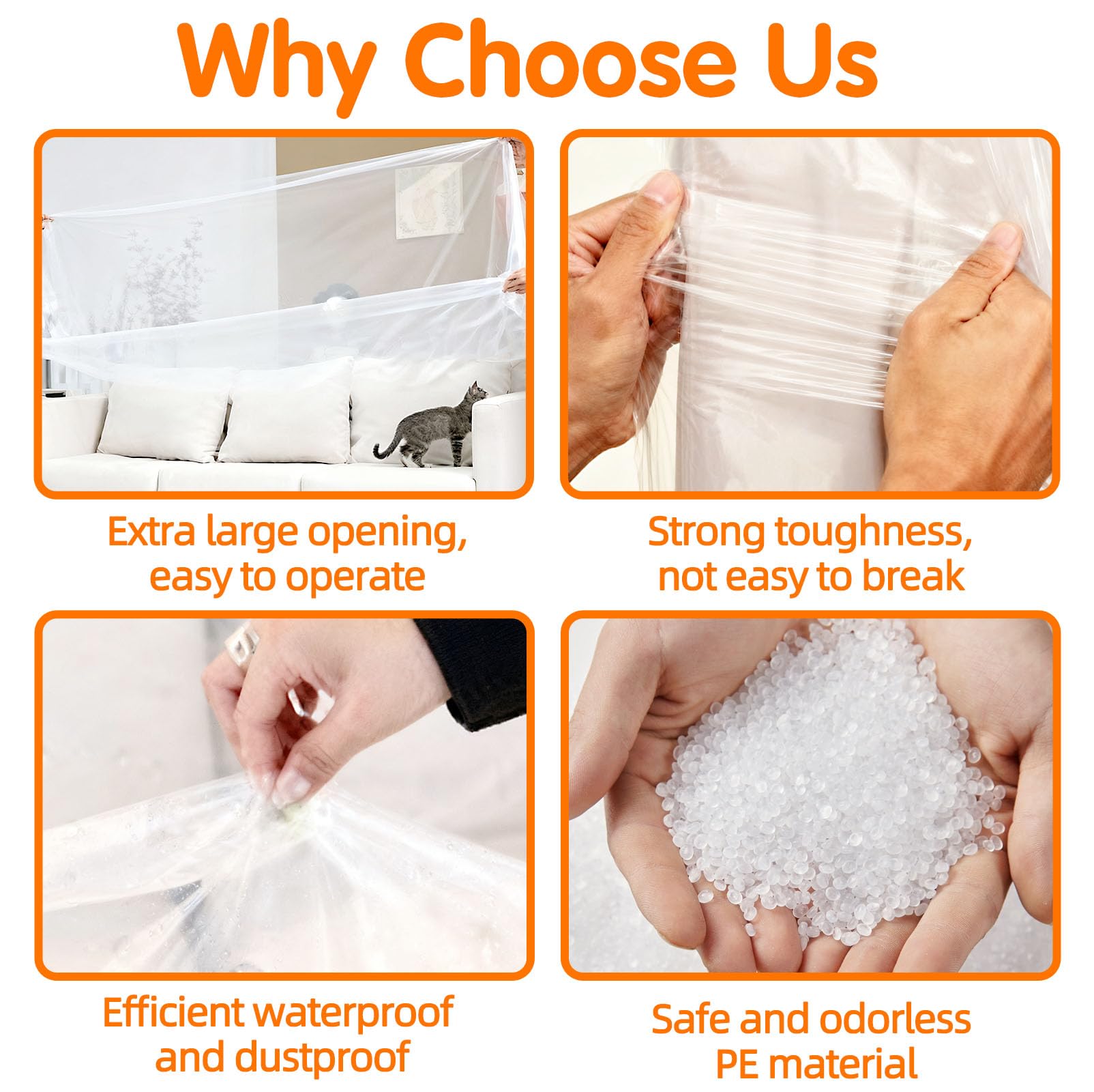 2Pcs 240*240cm Funda Muebles Plástico, Fundas Transparente Antipolvo, Protector Sofá Impermeables, Cubierta Extra Grandes Resistente, Protección Cubrir Película, Láminas Almacenamiento Móvil