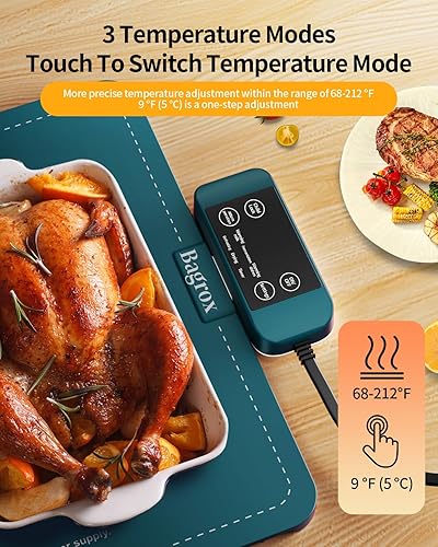 Miniatura 2 de Tapete de calentamiento de alimentos, tapete eléctrico con temperatura ajustable, bandejas de calentamiento para fiestas de buffets, tapete