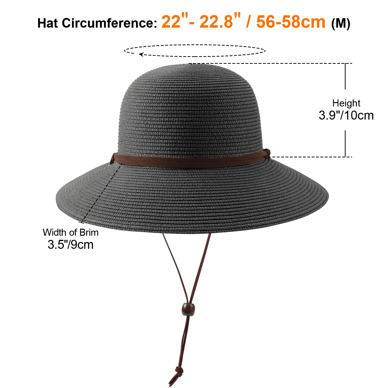 DRESHOW Femme Homme Chapeau de Paille Panama Unisexe Chapeau Été Large Bord Chapeau de Soleil Anti-UV Chapeau de Soleil