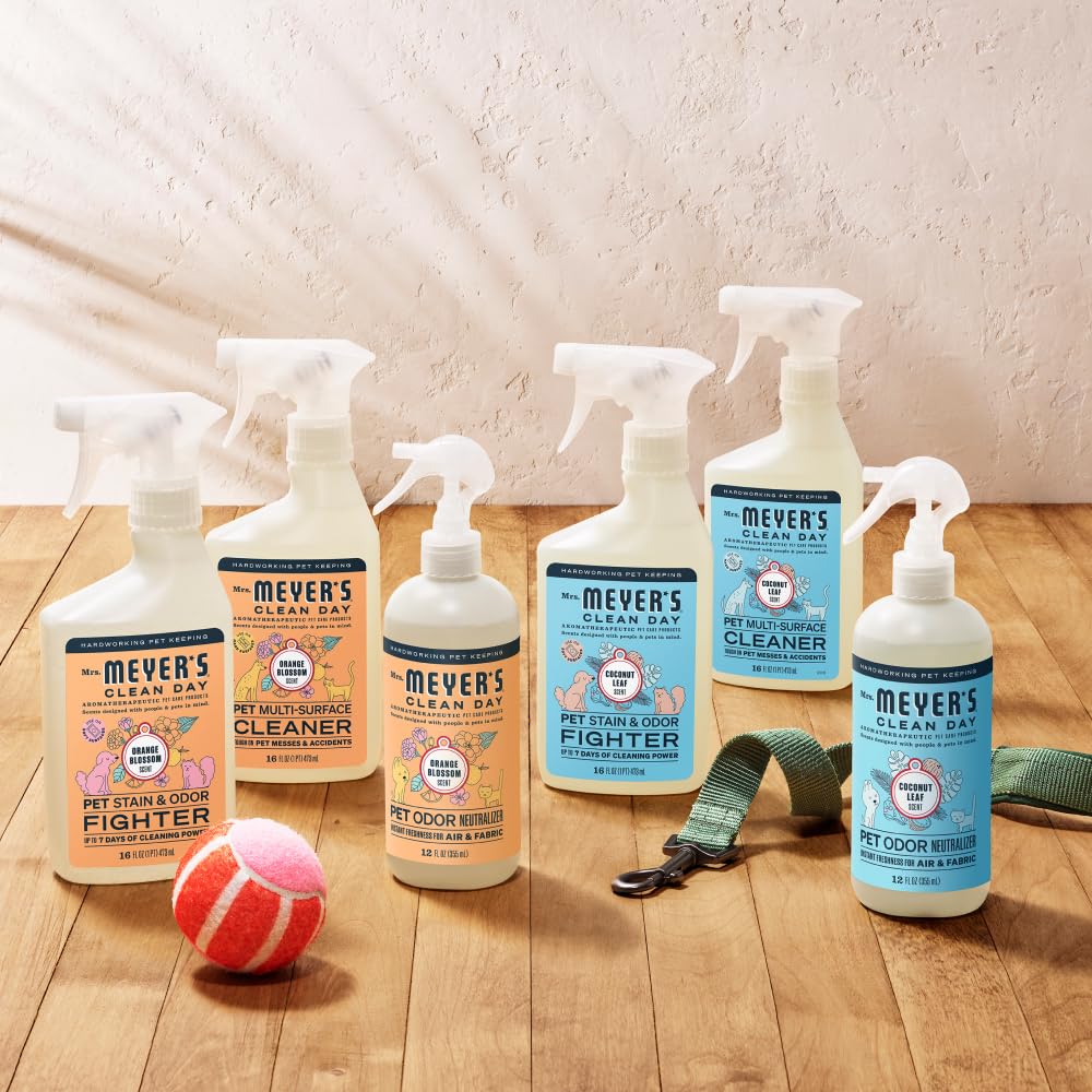 Mrs. Meyer's Clean Day - Combatiente de manchas y olores para mascotas, aroma a flor de azahar, 16 onzas