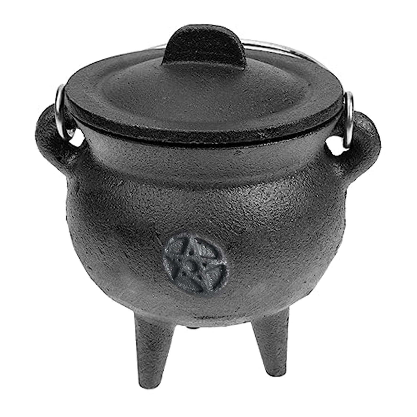 DAGLLGEW Cast Iron Cauldron with Lid and Handle Halloween 3.94x2.95x2.95inch Cauldron Decorative Candle Incense Burning Witchcraft Pot, Star Cast Iron CauldronCauldron IronWitches