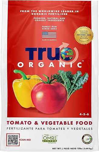 True Organic Tomato & Vegetable Food – Organic Fertilizer for Superior Harvests with 6% Calcium – 12lb Bag Covers 210 sq. ft.