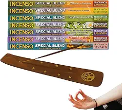 Kit Completo de Incensos Especiais com Porta Incenso – Aromas Relaxantes e Energizantes 10 Caixas com 8 Varetas cada.