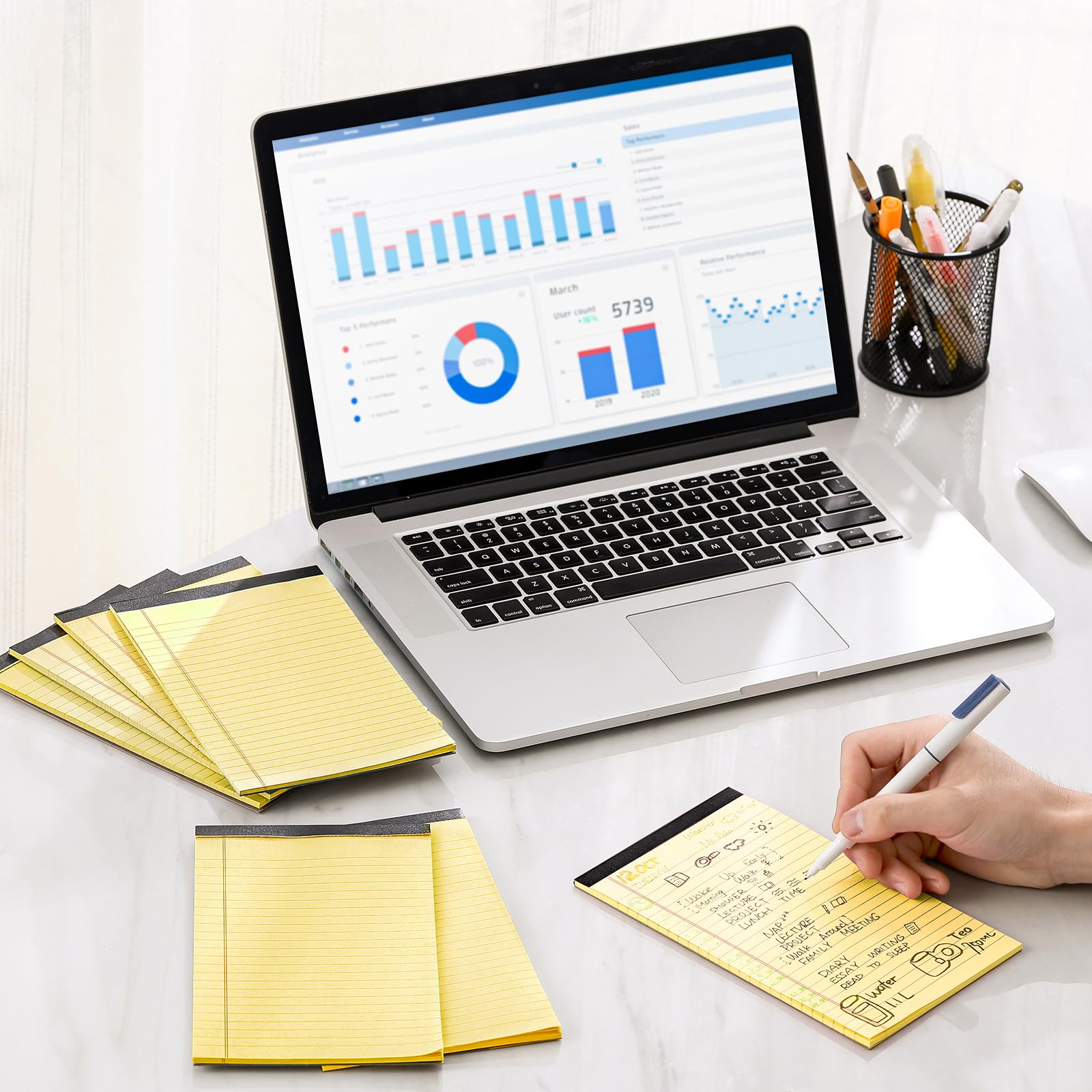 VITEVER Small Note Pads 5x8, 7 Pack Narrow Ruled Legal Pads, Perforated Lined Note Paper for Study Office