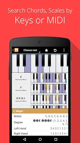 Piano Companion PRO é um dicionário flexível de acordes e escalas com bibliotecas de usuário e modo