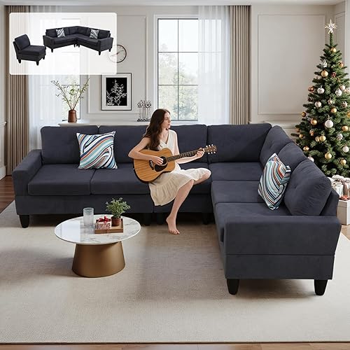 L Shape Sectional Couch, Modern Modular Sofa, 4-Seat L-Shaped Corner Sofá, Convertible Sofa&Couch Set, Free Combination Living Room Furniture Sets for Home Office Apartment