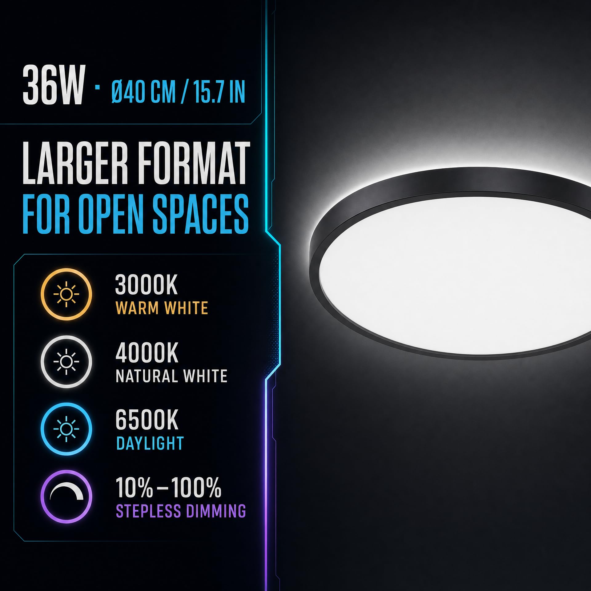 Soffitto lampa do głośnika Bluetooth, lampa Soffitto nowoczesna lampa LED 40 cm (funkcja zmiany kolorów, pilot zdalnego sterowania, pilot zdalnego sterowania, pasuje do Soggiorni, Sale da