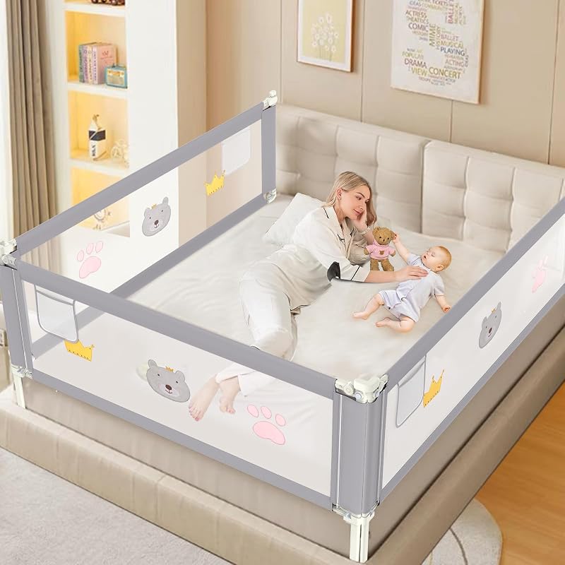 JWPEHOE Height Adjustable Bed Rail for Toddlers, Kids Safety Baby Bed Rail for Twin/Full/King/Queen Size Bed