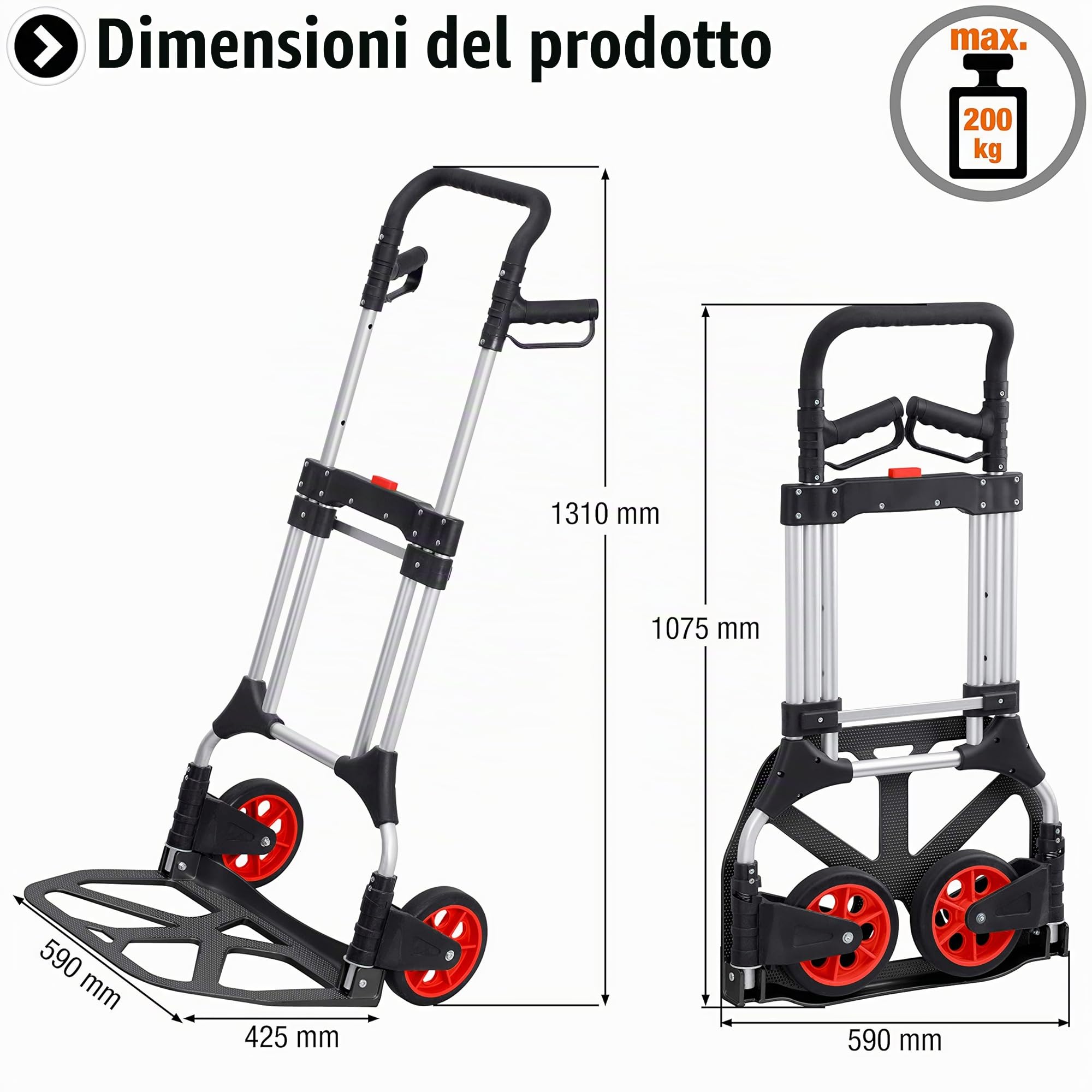 Diable - MEISTER - 8985710 - Pliable - 200 kg - Noir