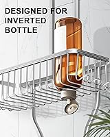 Vista 5 de Shower Caddy Hanging - Never Rust Shower Hanging Organizer - Aluminum Over the ShowerHead Caddy with 6 Hooks for Razor/Sponge (Silver)