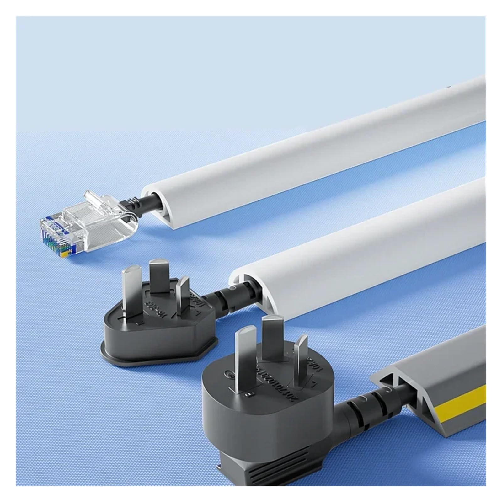 pasacables Suelo Cubierta de Cable Suelo, Protector PVC, alimentación Autoadhesivo, extensión eléctrico, Ranura for conducto, gestión for el hogar(30mm Wide White)