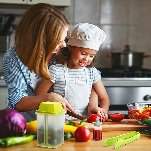 Miniatura 6 de Gandeer Contenedor de pepinillos con colador, 2 recipientes de jalapeño de 40.5 onzas con pinzas, 4 botellas de salsa, tarro grande de plástico para