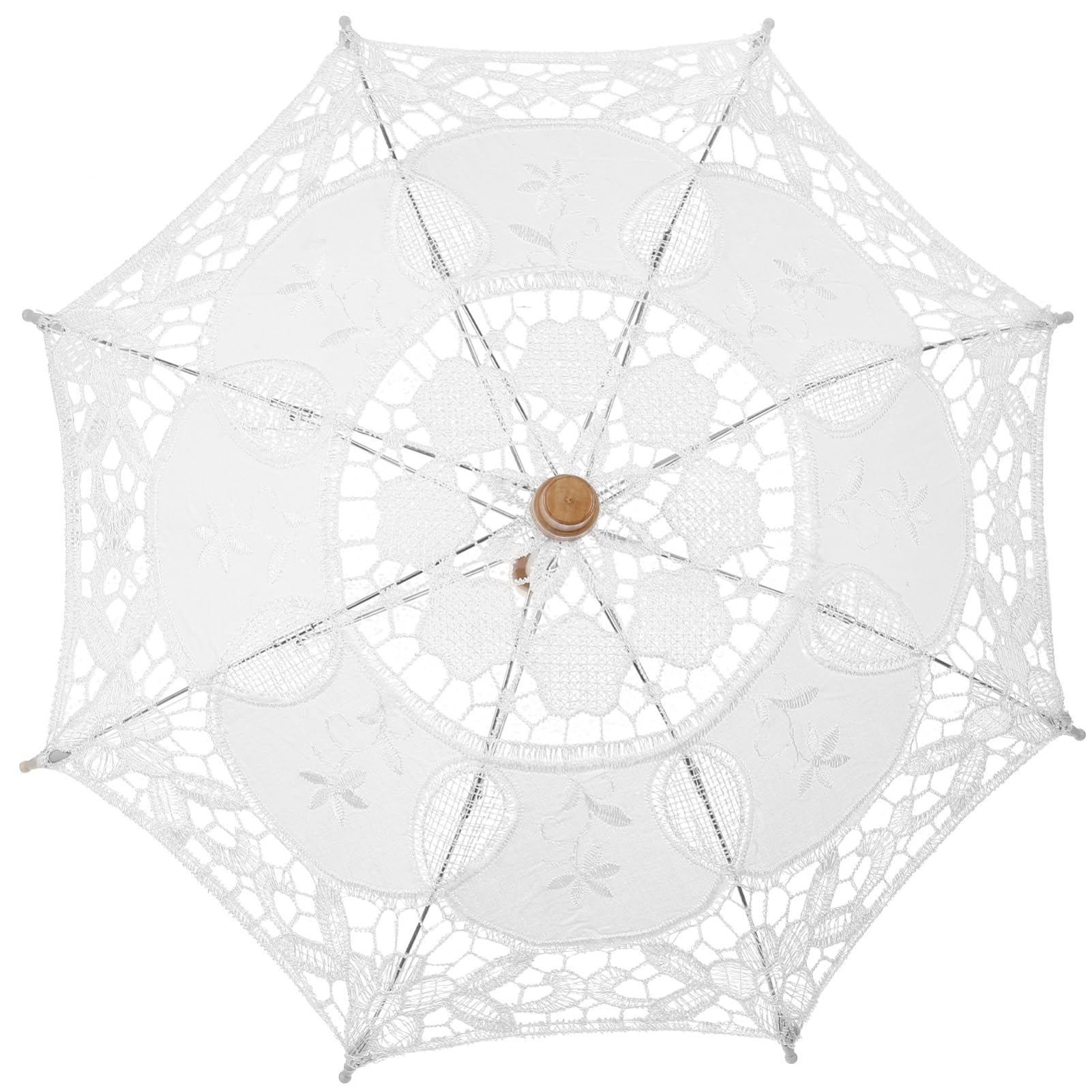 Toyvian3pcs Bridal Umbrella White Lace Parasol Wedding Supply Umbrella Prop Vintage Decor Lace Umbrellas Decoration Parasol Umbrella Bride Lace Parasol Miss Wooden Umbrella Support Grace