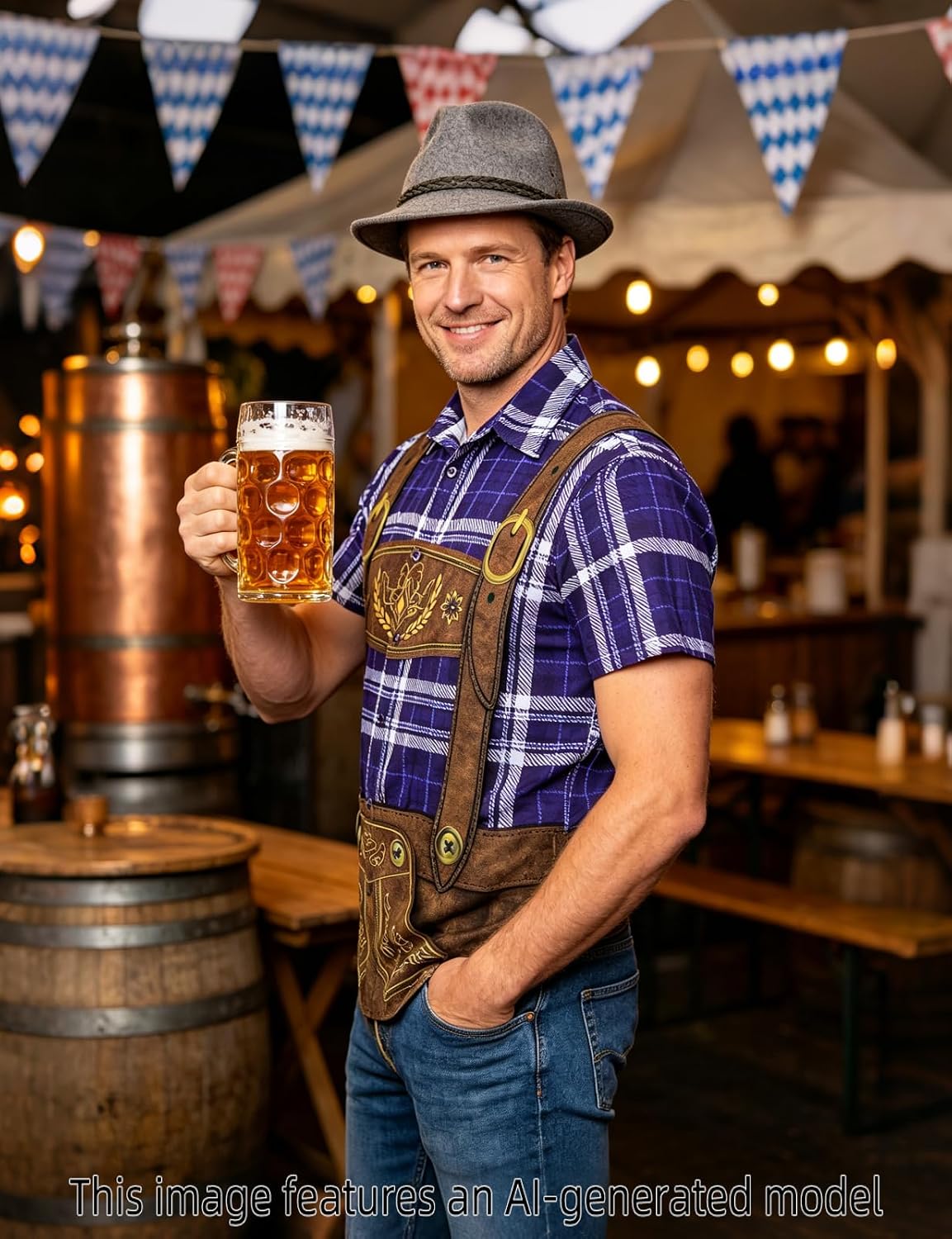 LINOCOUTON Men's Bavarian Oktoberfest Button Down Shirt