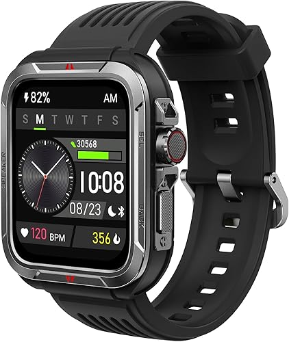 KEEPONFIT Reloj inteligente con respuestahacer llamadas, marco de metal de 1.8 pulgadas Alexa incorporado rastreador de fitness con IP68 resistente