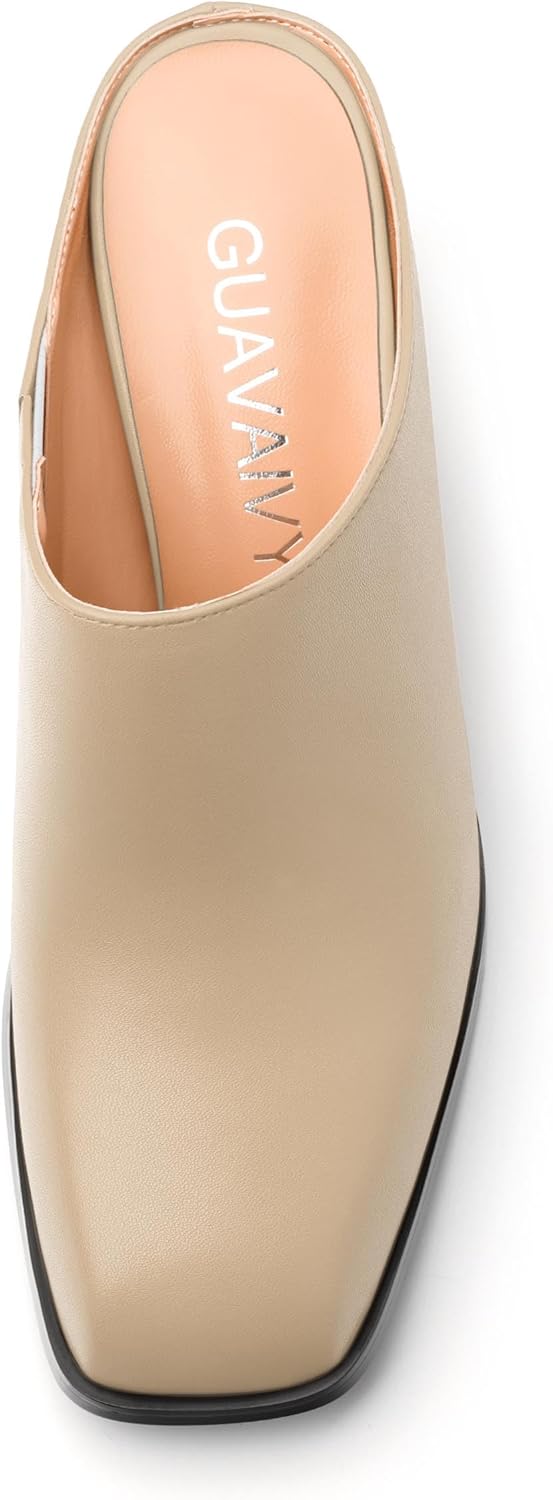 Women's Sandals, Square Closed Toe Mid Heels, Slip On Fashion Solid Matte Heeled Sandal for Daily Working Dating