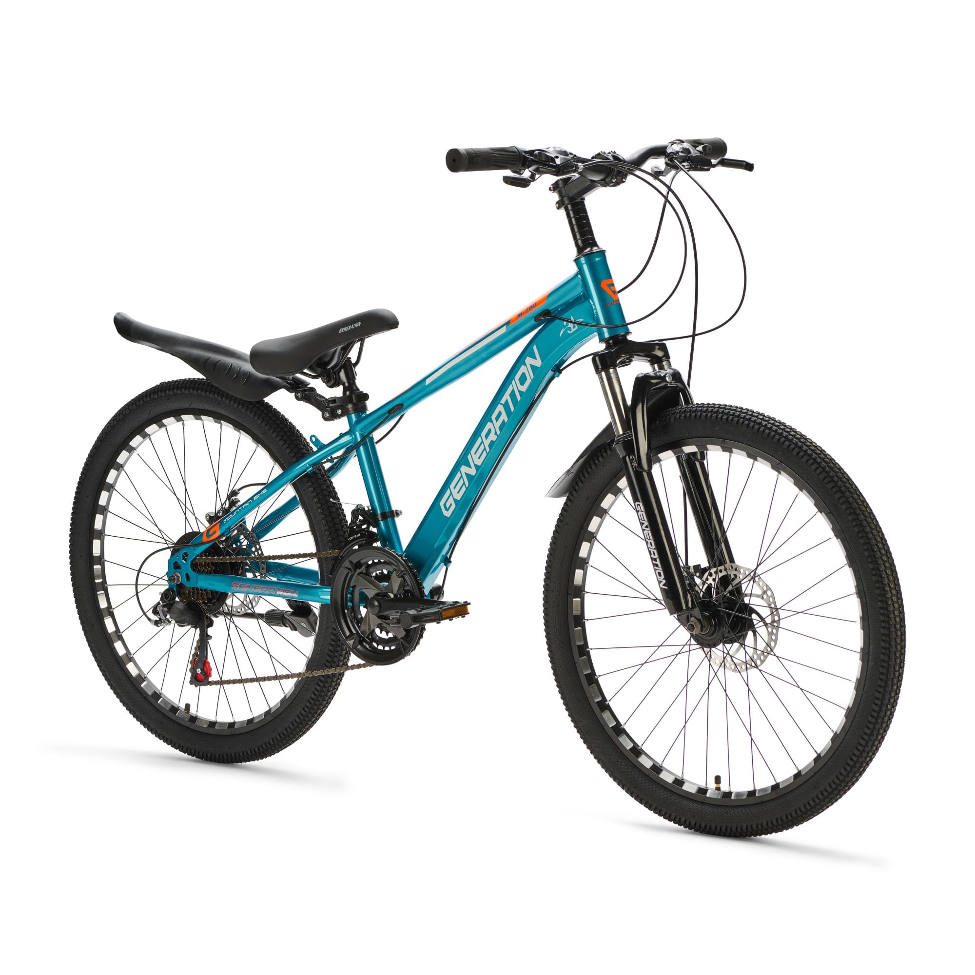 Generation M-760 Mountainbike 24 Zoll - Kinderfahrrad mit Schutzblechen - Scheibenbremsen - 21 Gänge - Hellblau