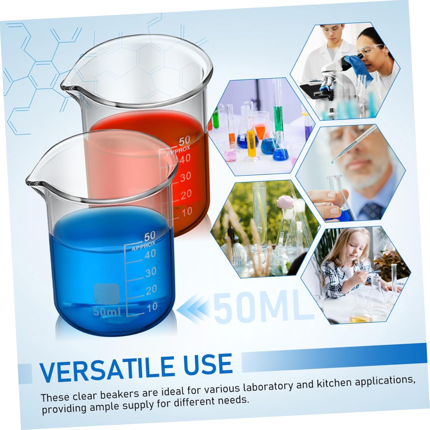 Alipis Laboratory Supplies 20pcs Flask Beaker Set Graduated Beakers Glass Measuring Cups Science Experiment Cups