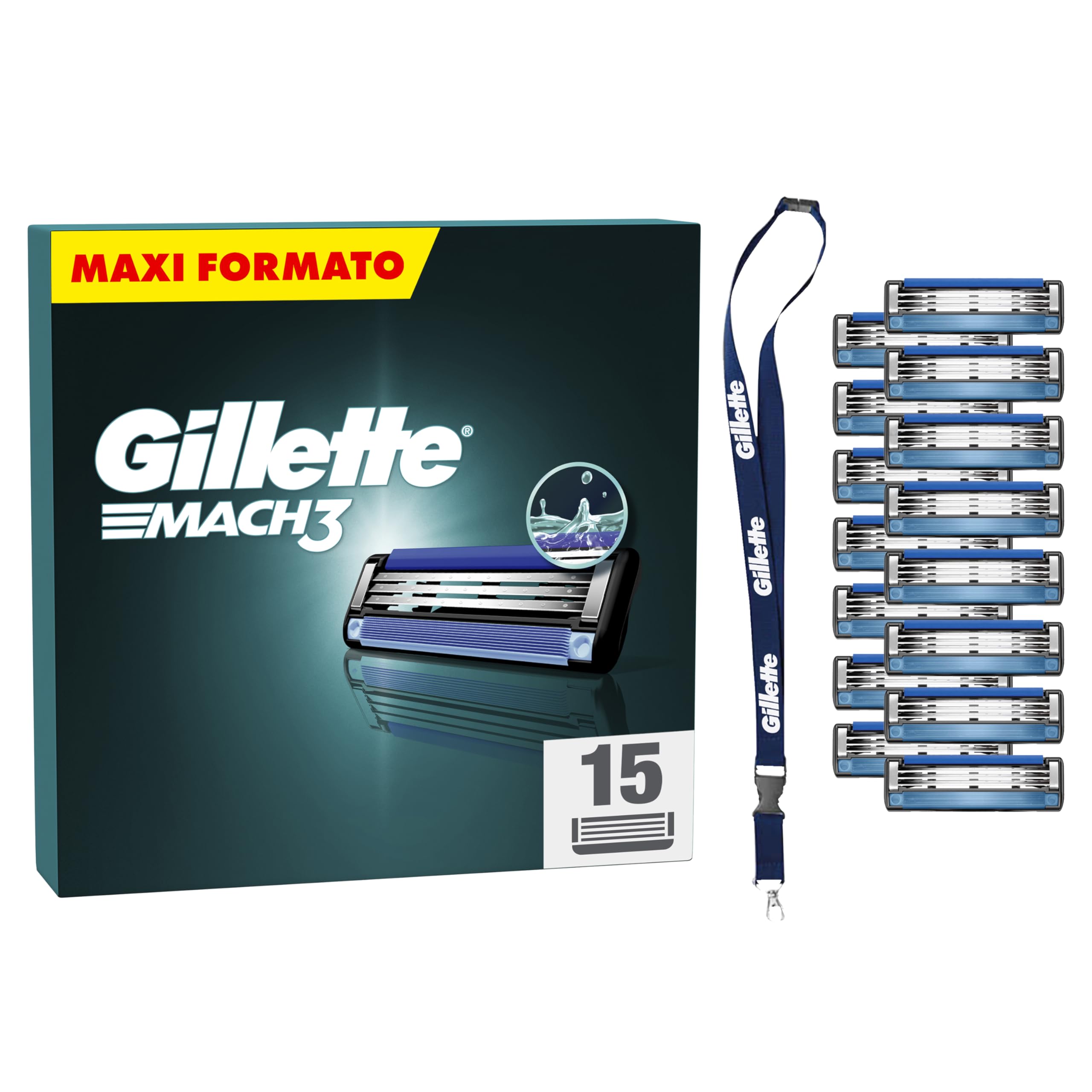 Gillette Lamette Rasoi Uomo Mach3 Per Rasoio A 3 Lame, Confezione Da 15