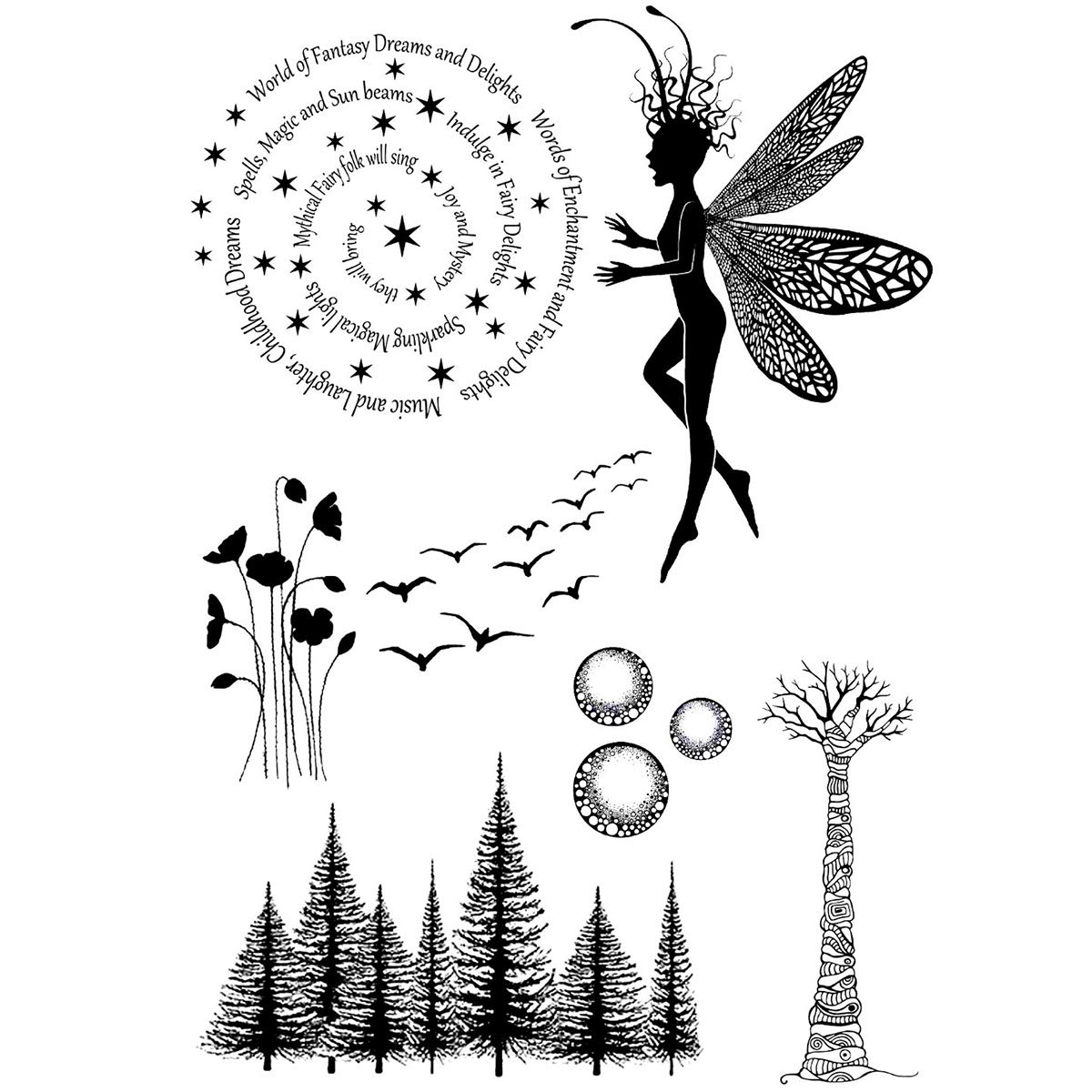 DIY Trasparente Sigillo Album fai da te Embossing Card Album Scrapbooking Silicone Guarnizioni Decorazione Trasparente Mano Sirena Fata Pianta Foresta Silicone(6 Pacchetti)
