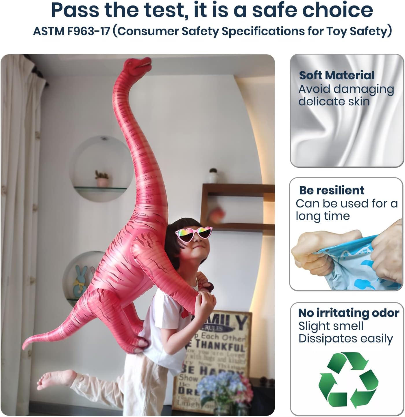 HOHQB 45" Inflatable Dinosaur Party Decorations, Jurassic Birthday Party Dino Toys Blow up Balloons Dinosaur Decor (45" Brachiosaurus) - Image 4