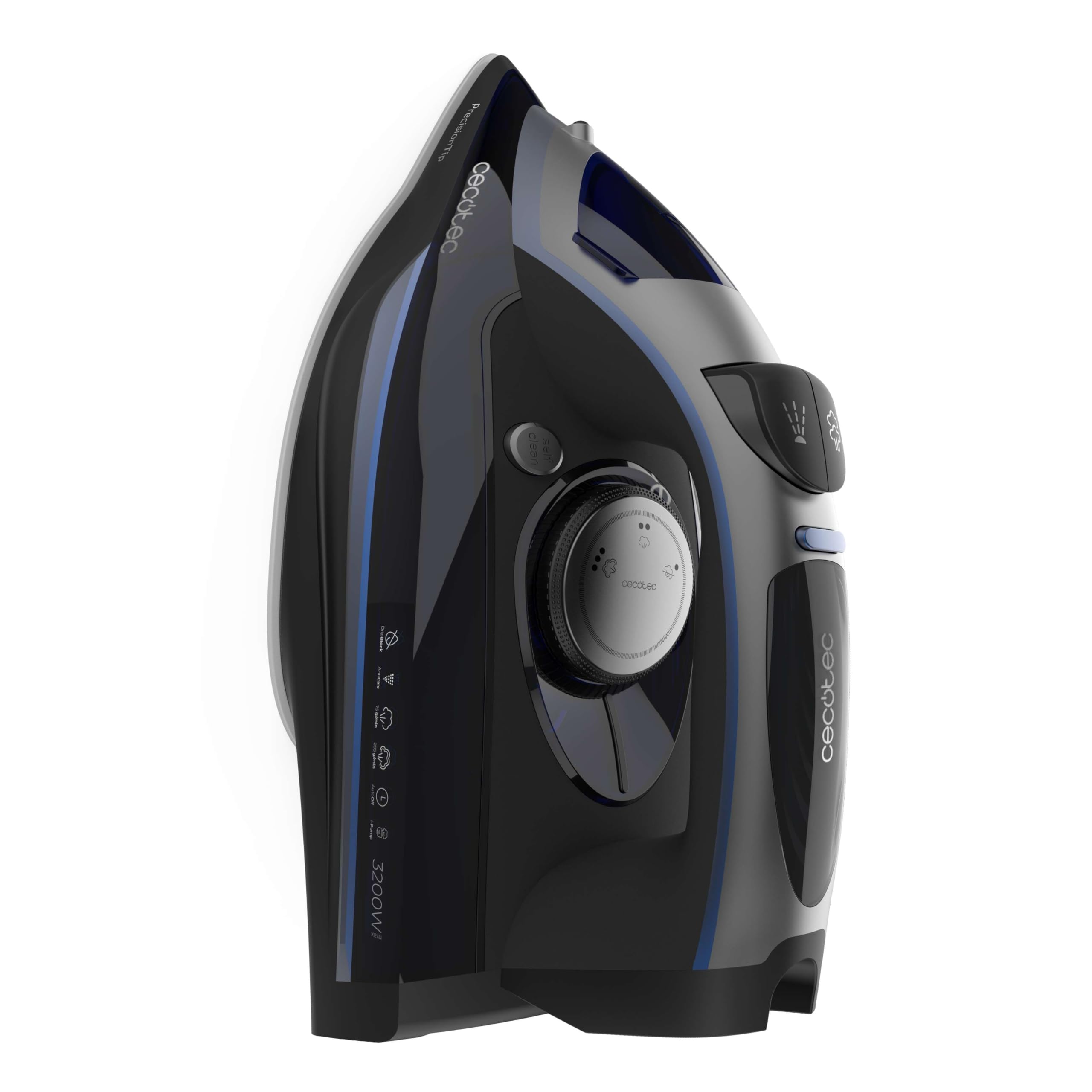 Cecotec Fer à Repasser Horizontal avec Pompe IronHero 3200 i-Pump Anodized. 3200 W, Technologie Power Steam, Coup de Vapeur 285 g/min, Semelle Turbo Anodized Pro, Système Antigoutte, Cyclo Clean