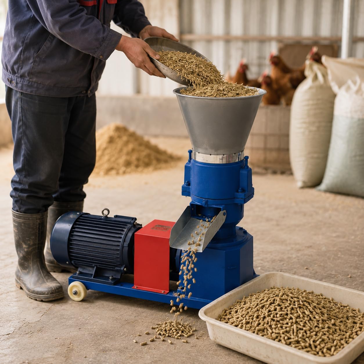 Macchina per pellet di legno, 4,5 kW motore in rame per cani Pellet Maker, 0,3 tonnellate all'ora uscita uniforme per la produzione di alimenti per animali domestici