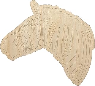 Zebra Head Profile Sketch Unfinished Wood Shape Piece Cutout for DIY Craft Projects - 1/8 Inch Thick - 6.25 Inch Size